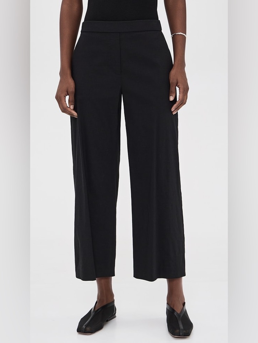 Theory Black Wide-Leg Cropped Trousers Size 4